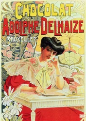 Reclameaffiche voor Adolphe Delhaize-chocolade, ca. 1900