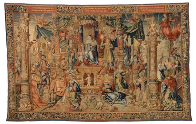 Wandtapijt, Geloof verwelkomt de Helden van de Oudheid, gemaakt in Brussel, België