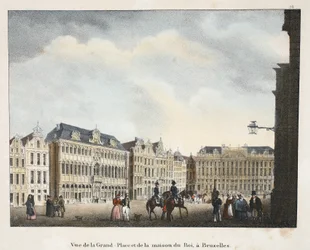 Uitzicht op de Grote Markt en het Koningshuis, in Brussel, ca. 1895