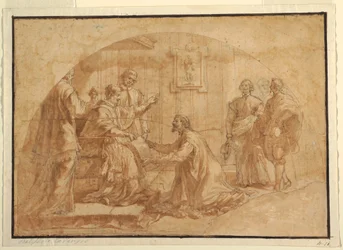 Tekening, Paus ontvangt bezoeker, 1590-1646