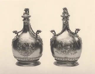 Paar William III pelgrimsflessen, ca. 1690 (verguld zilver)
