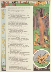 De eekhoorn, de hond en de vos, uit „Fabels” van Jean de La Fontaine (1621-95) (kleurenets)