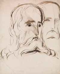 Studie voor het hoofd van Christus en een apostel