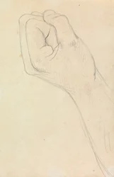 Studie van een hand, gebald tot een vuist