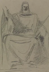 Studie van een Zittend Mannelijk Figuur