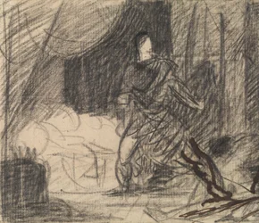 De moord op Duncan - Macbeth met het lichaam (en Lady Macbeth die nadert)