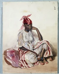 Zwarte vrouw in klederdracht