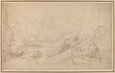 Studie voor De Slag bij La Hogue (recto)