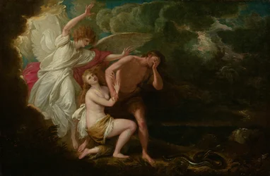 De verdrijving van Adam en Eva uit het paradijs, geretoucheerd 1803