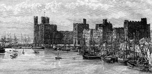 Kasteel Caernarfon, Gwynedd, Wales, 19e eeuw