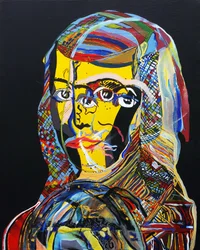 50 grote schrijvers uit de geschiedenis : Sor Juana Ines de la Cruz, 2015 (olieverf en acryl op doek)