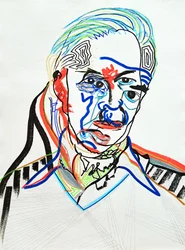 Surportret : Hans J. Wegner, 2022 (acryl op papier)