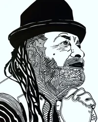 Surportret: Rodney Saint-Éloi, 2021 (acryl op papier)