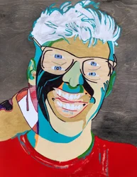 Surportret : Simon Boulerice, 2021 (olieverf en acryl op houtpaneel)
