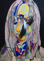 Surportret: Virginie Despentes, 2021 (olieverf en acryl op houtpaneel)