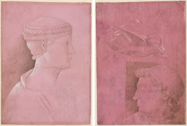 Borstbeeld van een Vrouw (recto); Hoofd van een Man, Twee Studies van een Vrouwenprofiel en een Studie van een Engel (verso)