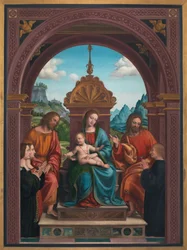 Madonna en Kind, St. Jacobus, St. Filippus en de familie van Antonio Busti