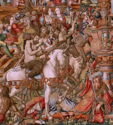 Schande (La Infamia). Zesde wandtapijt in de serie. Ca 1550.