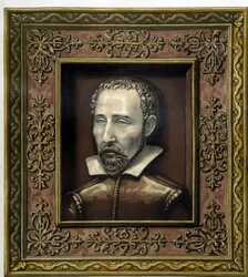 Portret van Bernard Palissy, uitgevoerd in aardewerk door hemzelf - in "The work of Bernard Palissy" door C. Delange en C. Borneman, Parijs