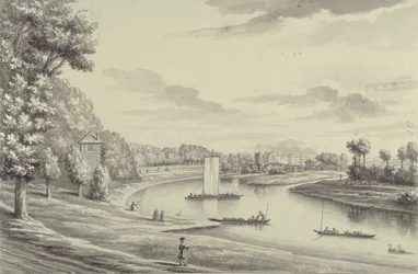 Een Westelijk Uitzicht op Hampton Court Ferry en Hampton Church in de Verte, 1731-33