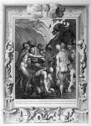 De Danaïden veroordeeld om geperforeerde vaten met water te vullen, 1733