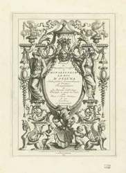 Titelprent voor de serie platen van de staatskoets van de hertog van Osuna, 1713