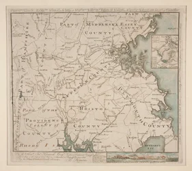 Kaart van Boston en omgeving, ca. 1775