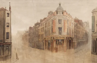 De Kroon, hoek van Great White Lion Street, nu Mercer Street, en Monmouth Street, Seven Dials, Londen