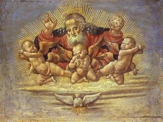 Deel van een Altaarstuk met God de Vader en Drie Engelen, c.1500