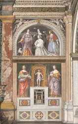 Ippolita Sforza met Heilige Agnes en Heilige Catharina en onder Heilige Apollonia en Heilige Lucia, ca. 1522-25 (detail)