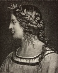 Huwelijk van de Maagd, gravure van detail van fresco door Bernardino Luini in Saronno heiligdom, Italië, uit L