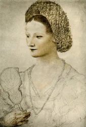 Portret van een onbekende vrouw met een waaier
