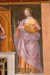 Sint Lucia, fresco door Bernardino Luini in de kerk van Sint-Mauritius in het Maggiore-klooster, Milaan, Lombardije, Italië