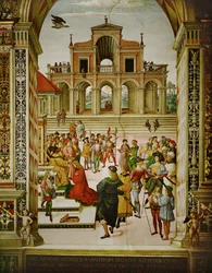 Keizer Frederik III kroont Aeneas Silvius Piccolomini Poeta Laureatus (fresco)