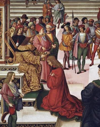 Enea Silvio Piccolomini (Pius II) gekroond tot dichter door keizer Frederik III (detail)