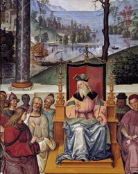 Paus Pius II ontmoet koning Jacobus I van Schotland (detail)