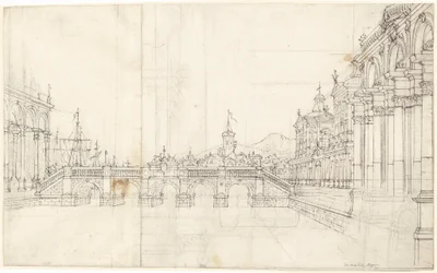 Een Capriccio van Paleizen en een Loggia met Uitzicht op een Klassieke Brug