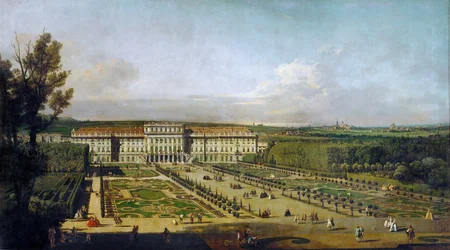 Paleis Schönbrunn gezien vanuit de tuinen, tussen 1758 en 1761
