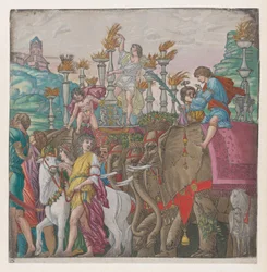 Blad 5: Olifanten, uit De Triomf van Julius Caesar, 1599