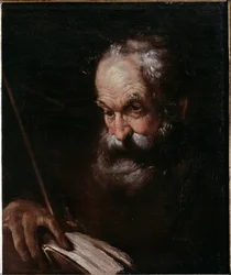 Portret van oude man met een boek
