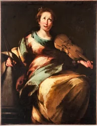 Voorstelling van Sint Cecilia of Allegorie van de Muziek. Schilderij door Bernardo Strozzi