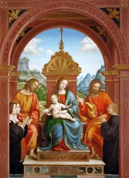 Madonna en Kind met heiligen Jacobus, Filippus en de familie van Antonio Busti, 1515-1517