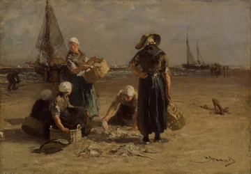 Visvrouwen op het strand