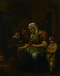 Vrouw die pannenkoeken maakt