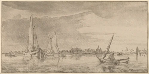 Rivier met stad, 1775