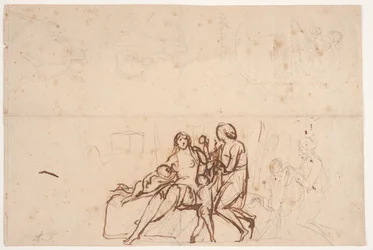 Verschillende schetsen vergelijkbaar met reliëf "Adam en Eva" 1838 en "Atalante" reliëf: Villa Torlonia 1837