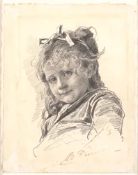 Portret van een klein meisje met lang haar en haarband