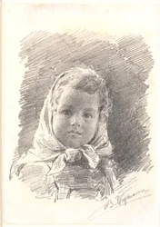 Portret van een klein meisje met een hoofddoek