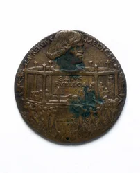 Medaille met afbeelding van de Pazzi-samenzwering. Lorenzo de