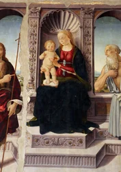 Madonna met kind op de troon met de heiligen Johannes de Doper en Jeronimo